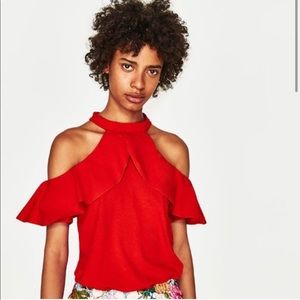 Zara TRF red off the shoulder top